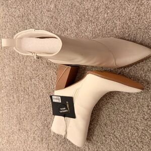 Forever 21 Cream Heeled Boots